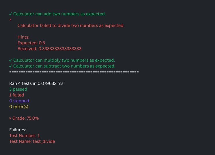 A display of the colorful test framework